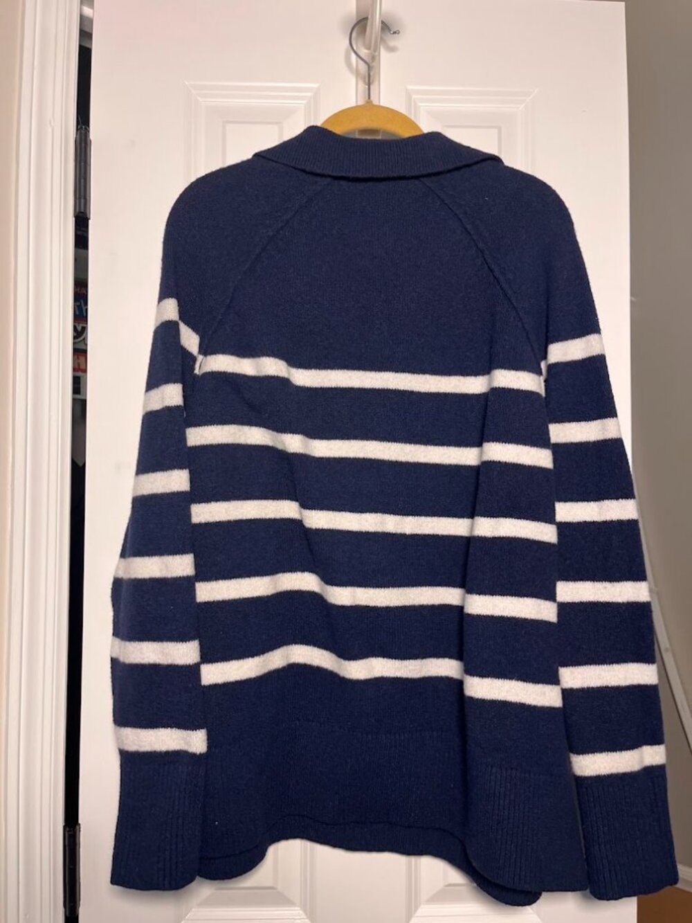 Aerie Blue and White Striped Knit Polo Sweater Size Medium - Picture 3 of 3